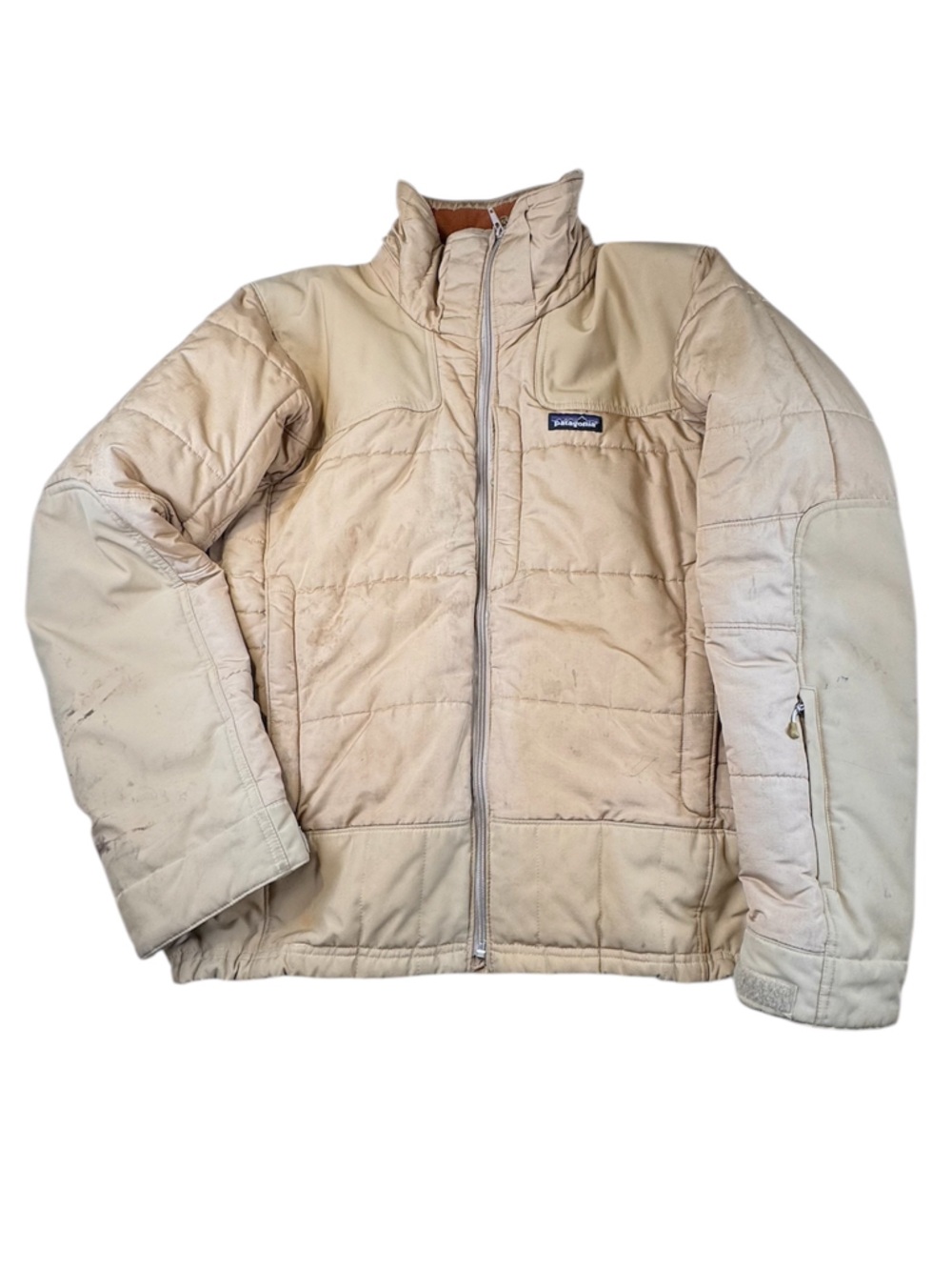Vintage 20's Patagonia Down Parka Men's Small Tan Distressed Gorpcore Full Zip